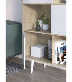 Aparador 3 puertas modelo-881 acabado roble/blanco, 131cm(alto) 101cm(ancho) 30cm(fondo).