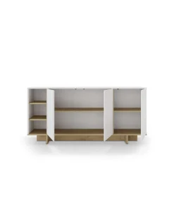 Aparador 3 puertas y 3 huecos Celia acabado blanco/roble, 80cm(alto) 170cm(ancho) 40cm(largo)