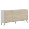 Aparador salón Cazalilla 3 puertas acabado natural-blanco, 75 cm(alto)155 cm(ancho)43 cm(largo)