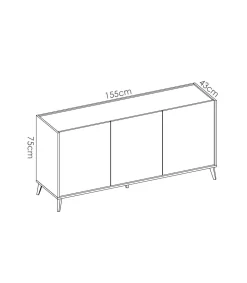 Aparador salón Cazalilla 3 puertas acabado natural-blanco, 75 cm(alto)155 cm(ancho)43 cm(largo)