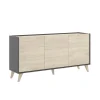 Aparador salón Cazalilla 3 puertas acabado grafito-natural, 75 cm(alto)155 cm(ancho)43 cm(largo)