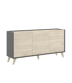 Aparador salón Cazalilla 3 puertas acabado grafito-natural, 75 cm(alto)155 cm(ancho)43 cm(largo)