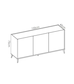 Aparador salón Cazalilla 3 puertas acabado grafito-natural, 75 cm(alto)155 cm(ancho)43 cm(largo)