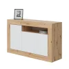Aparador Teho 3 puertas y hueco central acabado en roble y blanco artik. 87 cm (alto) x 144 cm (ancho) x 42 cm (prof.)