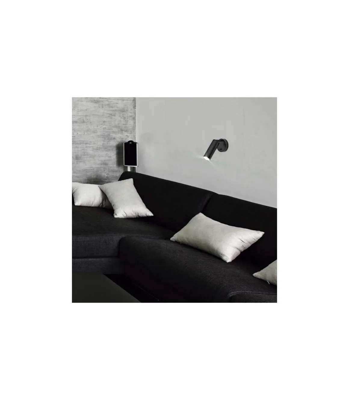Aplique a pared modelo Antia acabado negro, 14cm(alto) 10cm(ancho) 23cm (fondo)