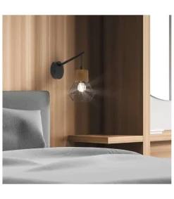 Aplique a pared modelo Antibes acabado negro 26 cm(alto)15 cm(ancho)26 cm(largo)