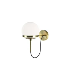Aplique a pared modelo Waco acabado latón/blanco, 25cm(alto) 15cm(ancho) 25cm (fondo)