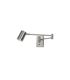 Aplique de pared led modelo Romeo acabado niquel satinado, 8cm(ancho) 63cm (fondo) 12cm(alto).