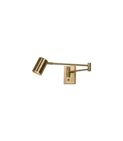 Aplique de pared led modelo Romeo acabado latón, 8cm(ancho) 63cm (fondo) 12cm(alto).