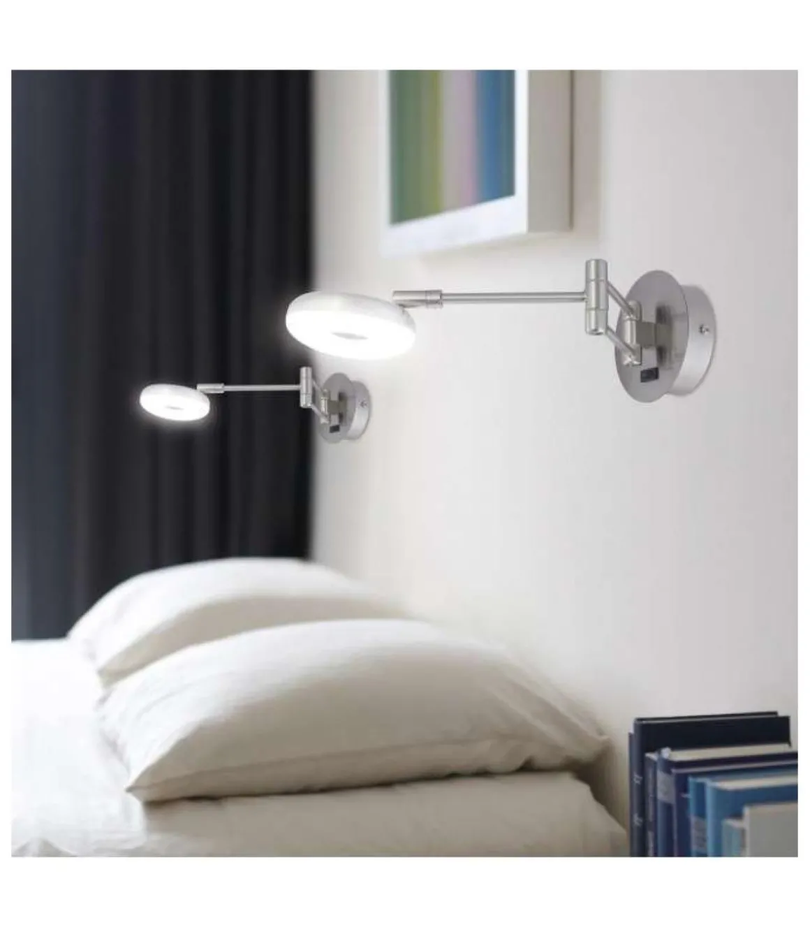 Aplique de pared modelo Damian acabado niquel satinado 10cm(alto) 11cm(ancho) 40cm(fondo)