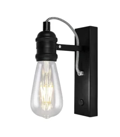 Aplique de pared modelo Kilian acabado negro 22cm(alto) 5cm(ancho) 15cm(fondo)