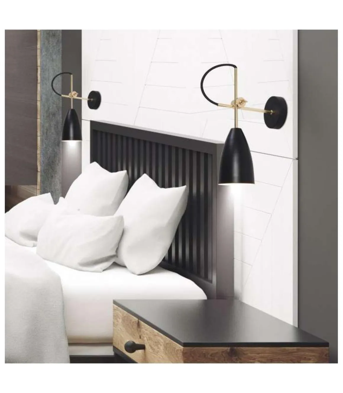 Aplique de pared modelo Manus acabado negro 37 cm(alto)10 cm(ancho)33 cm(largo)