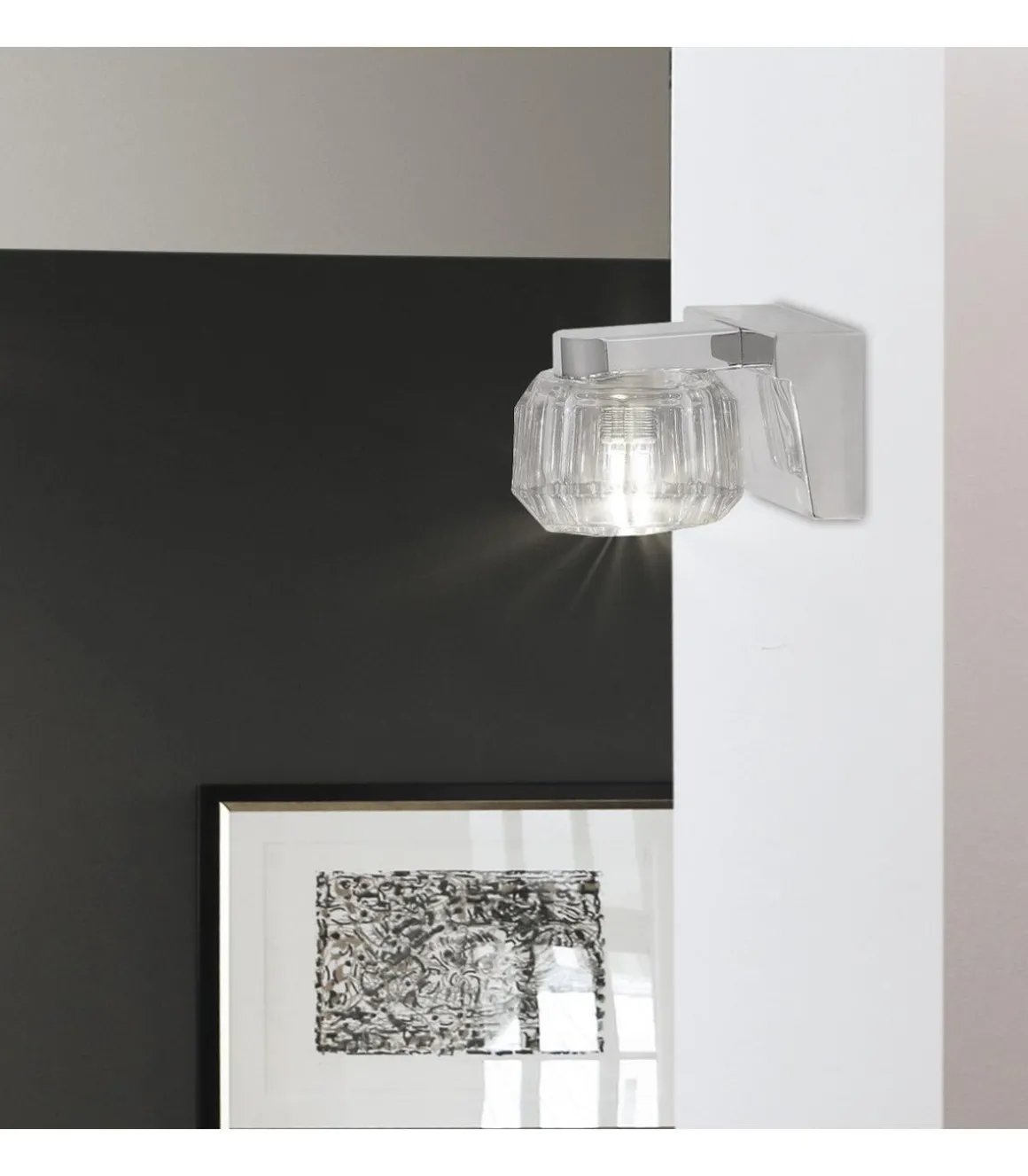 Aplique de pared modelo Portia acabado cromo 7 cm(alto) 10 cm(ancho) 12 cm(fondo