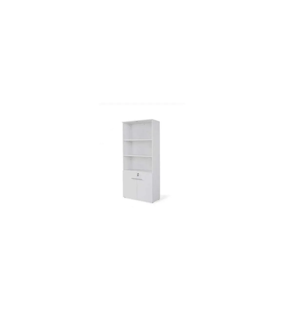 Armario alto con puertas bajas acabado blanco, 208.8 cm(alto)93 cm(ancho)42.5 cm(fondo) .
