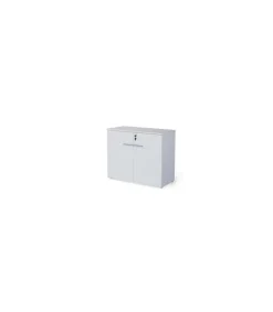 Armario bajo con puertas acabado blanco, 77.6 cm(alto)93 cm(ancho)42.5 cm(fondo).