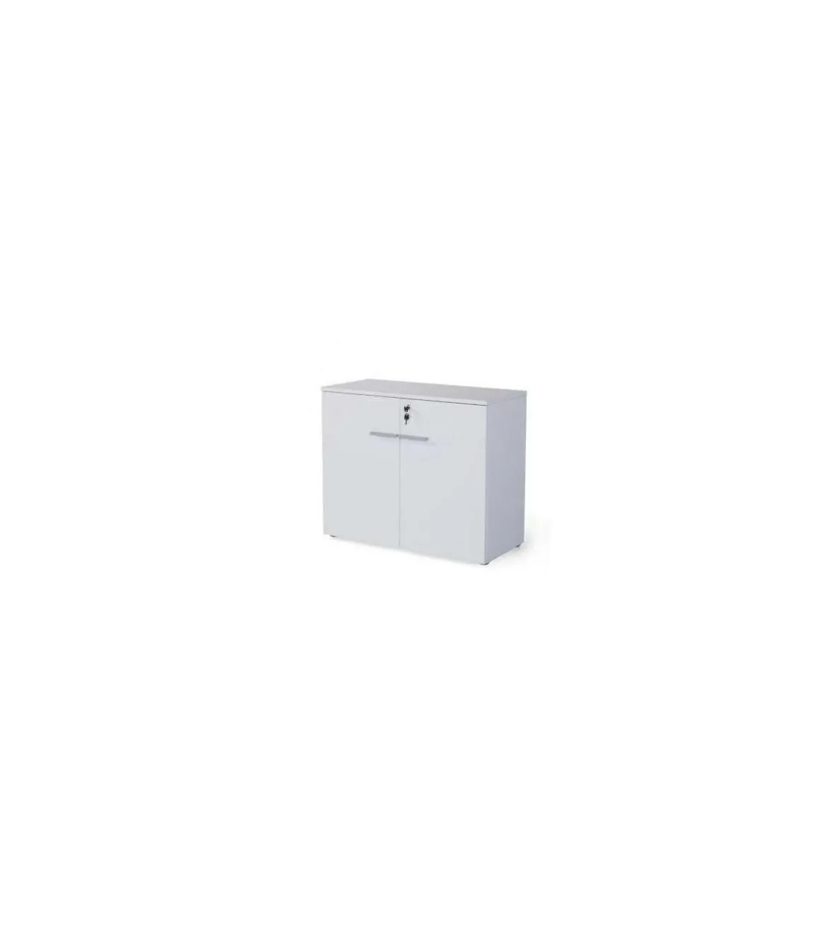 Armario bajo con puertas acabado blanco, 77.6 cm(alto)93 cm(ancho)42.5 cm(fondo).