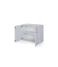 Armario bajo con puertas acabado blanco, 77.6 cm(alto)93 cm(ancho)42.5 cm(fondo).