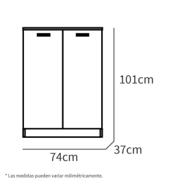 Armario bajo multiusos Tibet 2 puertas abatibles acabado roble cambrian, 101 cm(alto)74 cm(ancho)37 cm(largo)