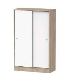 Armario bajo multiusos Tibet 2 correderas acabado roble cambrian/blanco, 120 cm(alto)74 cm(ancho)33 cm(largo)