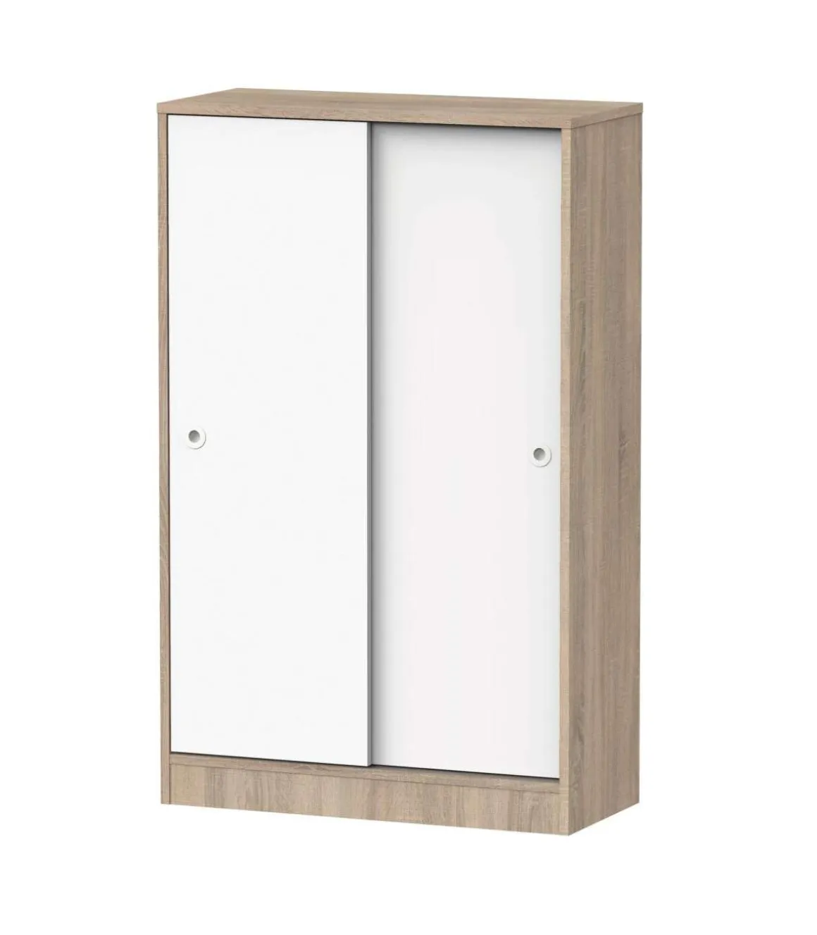 Armario bajo multiusos Tibet 2 correderas acabado roble cambrian/blanco, 120 cm(alto)74 cm(ancho)33 cm(largo)