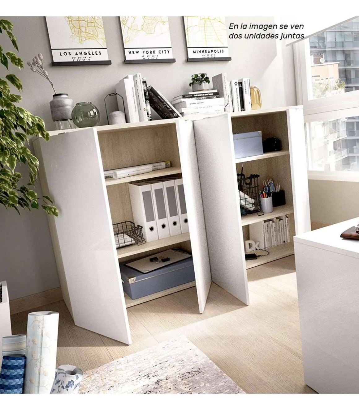 Armario bajo 2 puertas abatibles Santa Elena en acabado blanco brillo 79 cm(ancho) 96 cm(altura) 40 cm(fondo)