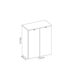 Armario bajo 2 puertas abatibles Santa Elena en acabado blanco brillo 79 cm(ancho) 96 cm(altura) 40 cm(fondo)