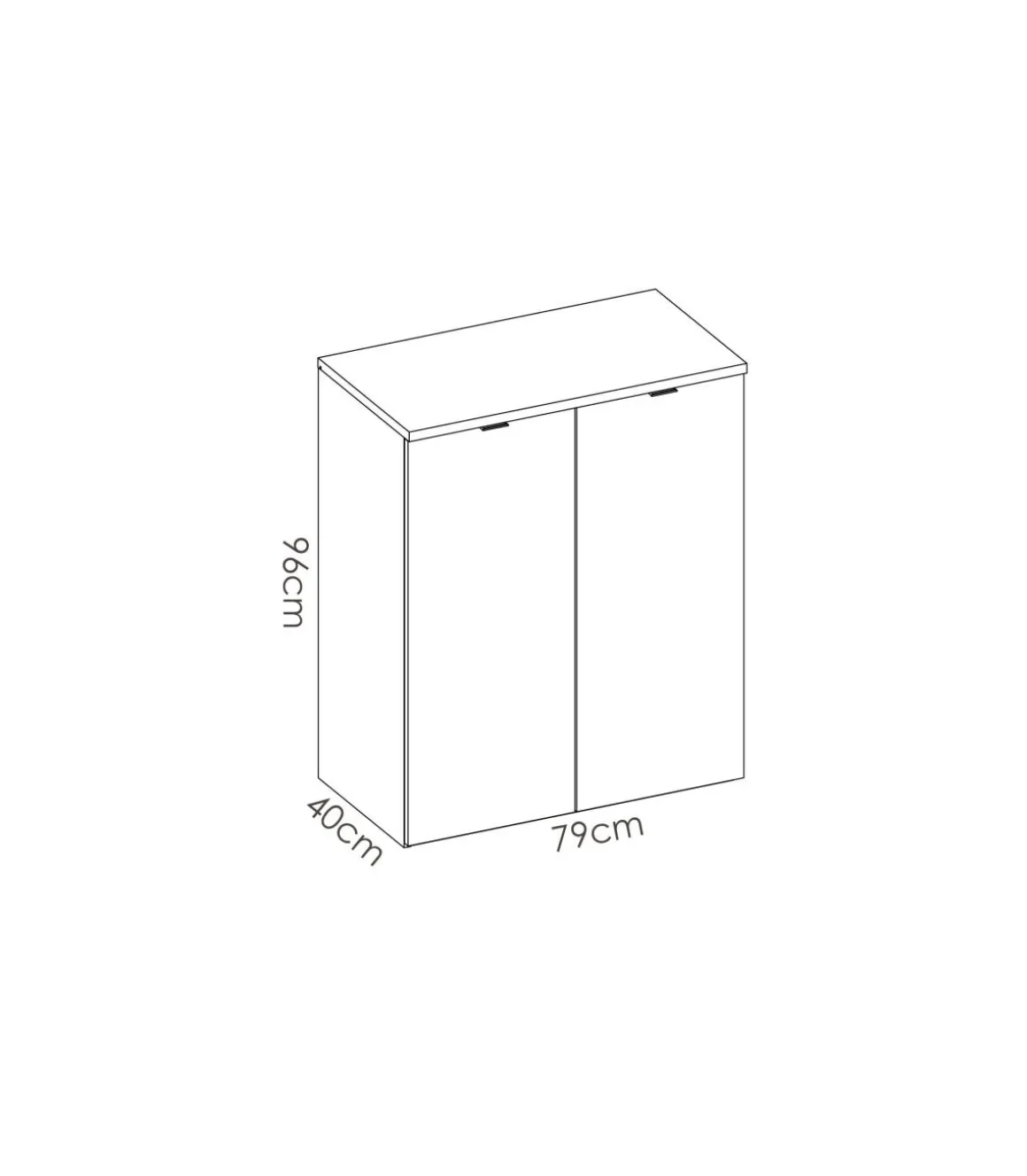 Armario bajo 2 puertas abatibles Santa Elena en acabado blanco brillo 79 cm(ancho) 96 cm(altura) 40 cm(fondo)