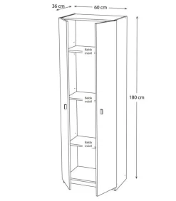 Armario dos puertas en acabado color blanco 60 cm(ancho) 180 cm(altura) 35.6 cm(fondo)