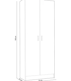 Armario escobero Milan en acabado blanco 2 puertas 73 cm(ancho) 180 cm(altura) 37 cm(fondo)