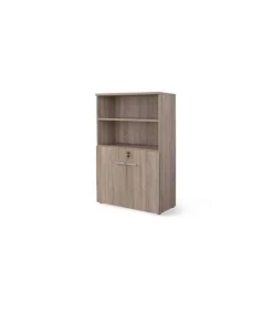 Armario mediano con puertas bajas para oficina o estudio acabado olmo claro, 141.6 cm(alto)93 cm(ancho)42.5 cm(fondo)
