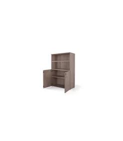 Armario mediano con puertas bajas para oficina o estudio acabado olmo claro, 141.6 cm(alto)93 cm(ancho)42.5 cm(fondo)