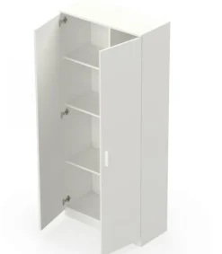Armario multiuso Carles con escobero acabado blanco, 180cm(alto) 80cm(ancho) 35cm(fondo)