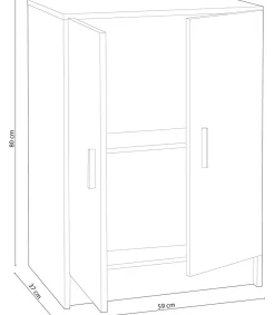 Armario multiusos bajo Milán en acabado blanco. 59 cm(ancho) 80 cm(altura) 37 cm(fondo)