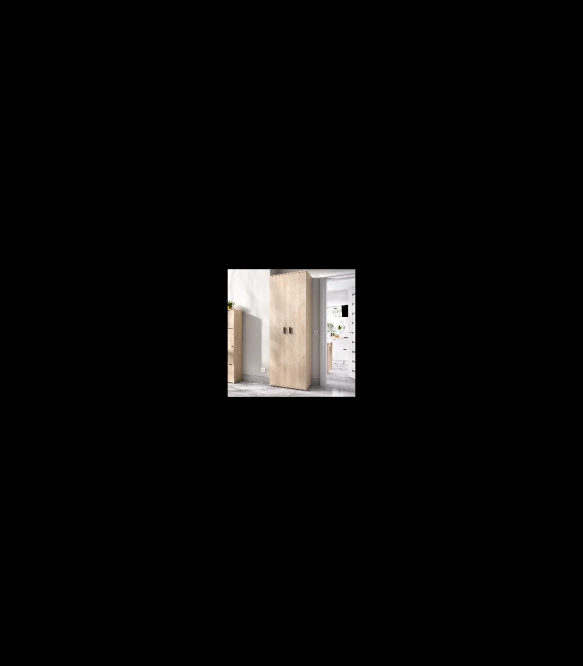 Armario multiusos Carmen 2 puertas acabado Natural, 6 estantes 61 cm(ancho) 190 cm(altura) 35 cm(fondo)