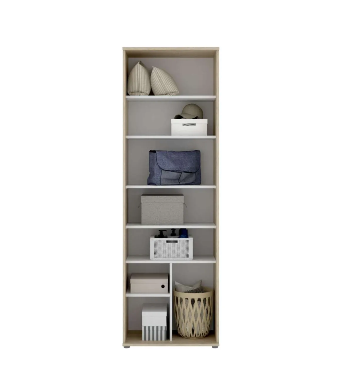 Armario multiusos Carmen 2 puertas acabado Natural, 6 estantes 61 cm(ancho) 190 cm(altura) 35 cm(fondo)