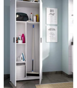 Armario multiusos Diego acabado blanco 2 puertas escobero 78 cm(ancho) 190 cm(altura) 35 cm(fondo)
