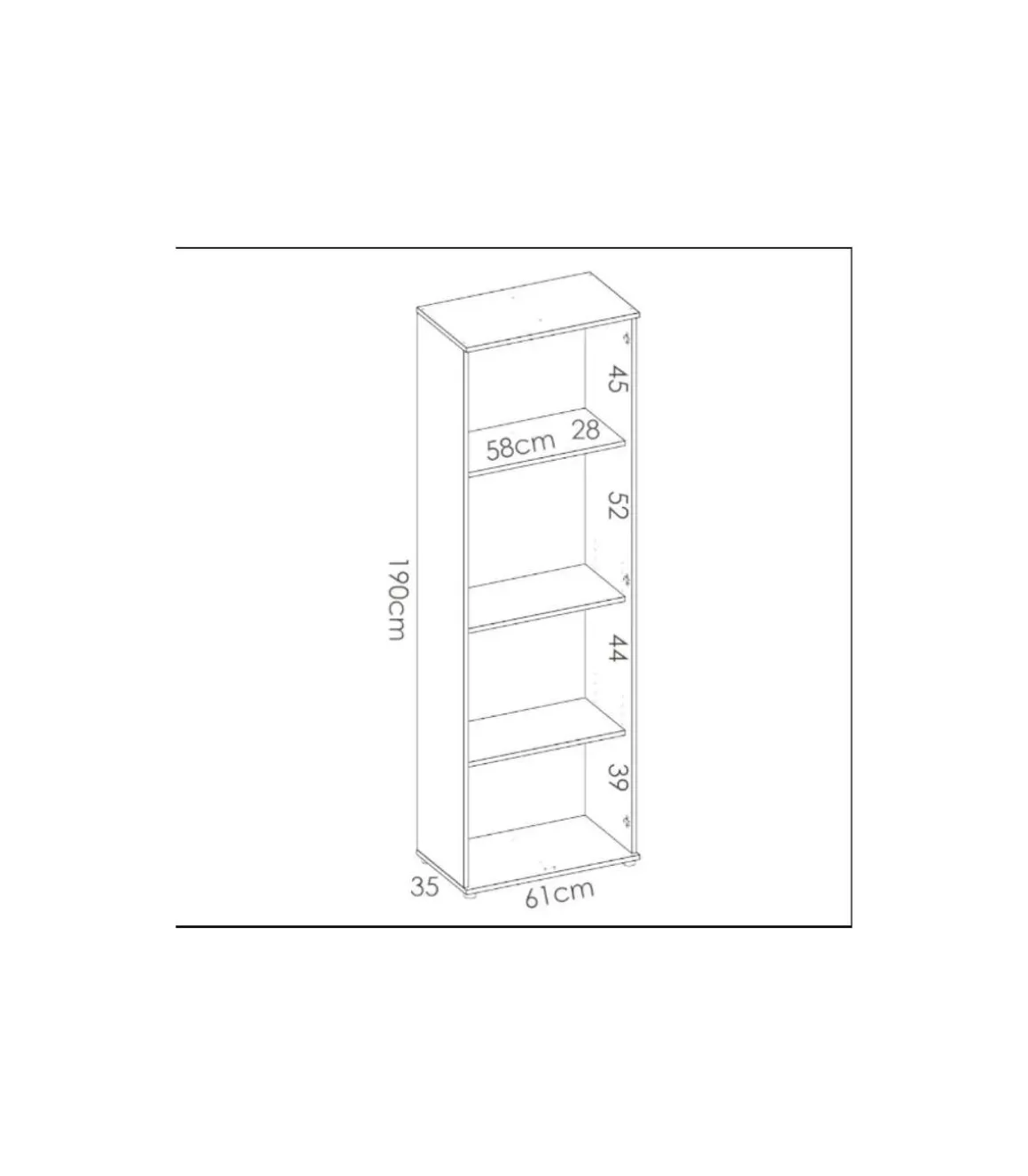 Armario multiusos Diego acabado blanco 2 puertas 3 estantes, 61 cm(ancho) 190 cm(altura) 35 cm(fondo)