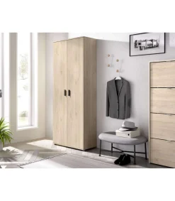Armario multiusos en acabado Natural multiusos 2 puertas escobero 78 cm(ancho) 190 cm(altura) 35 cm(fondo)