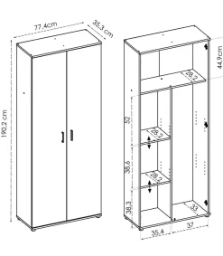 Armario multiusos en acabado Natural multiusos 2 puertas escobero 78 cm(ancho) 190 cm(altura) 35 cm(fondo)