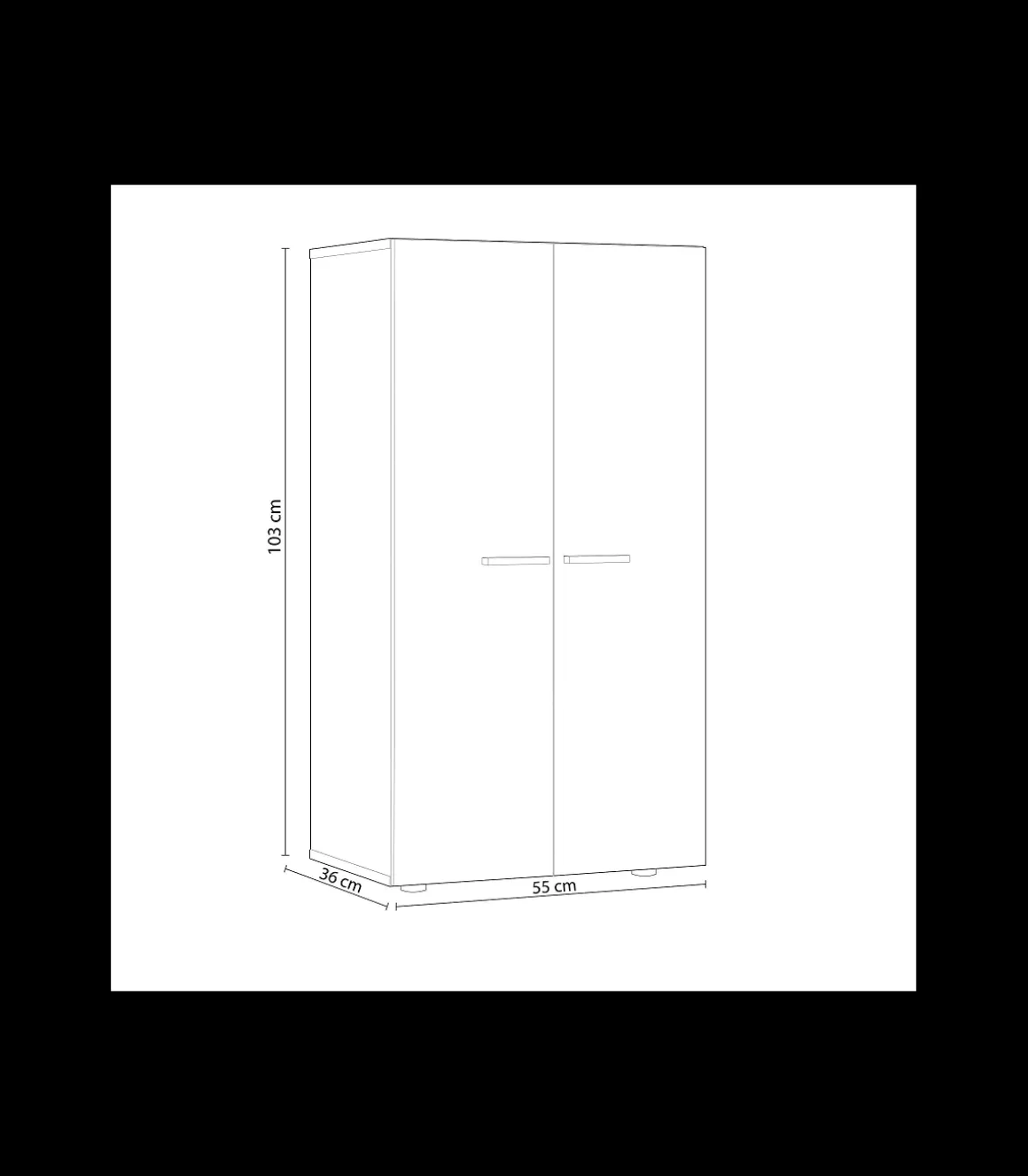 Armario multiusos Gema 2 Puertas acabado Color Blanco Brillo y Cemento, Medidas: 103 cm (Alto) x 55 cm (Ancho) x 36 cm (Fondo)