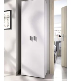 Armario multiusos Luna en acabado blanco 2 puertas 6 estantes 61 cm(ancho) 190 cm(altura) 35 cm(fondo)