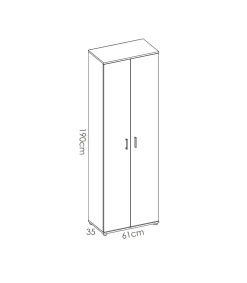 Armario multiusos Luna en acabado blanco 2 puertas 6 estantes 61 cm(ancho) 190 cm(altura) 35 cm(fondo)