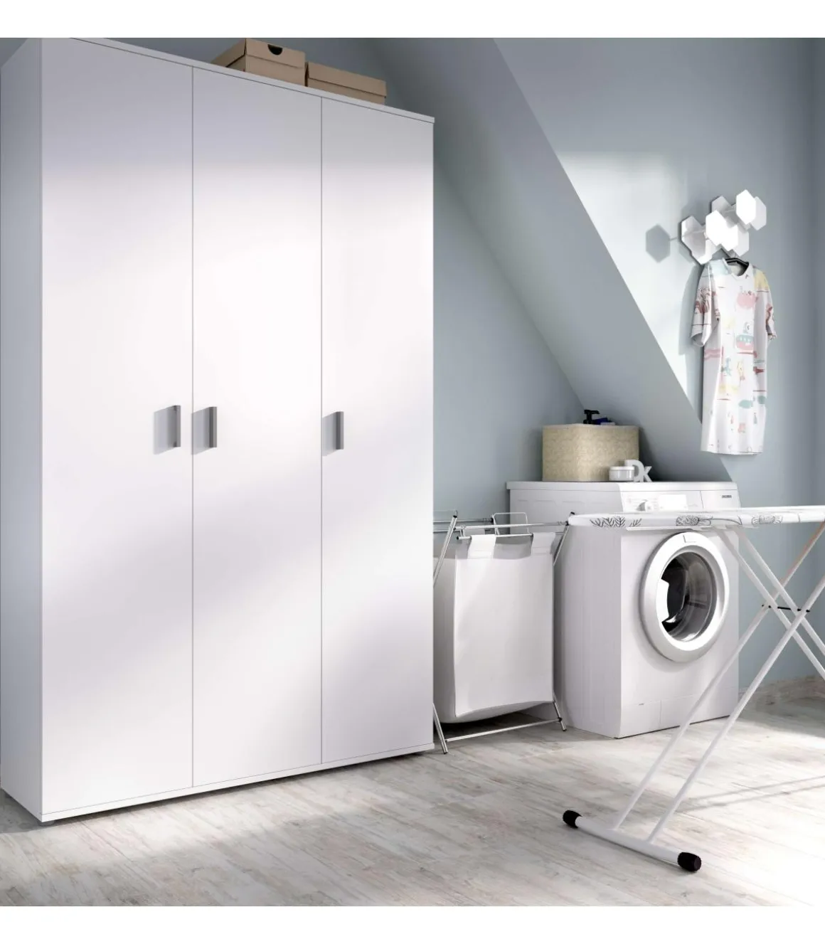 Armario multiusos Luna en acabado blanco 3 puertas 116 cm(ancho) 190 cm(altura) 35 cm(fondo)