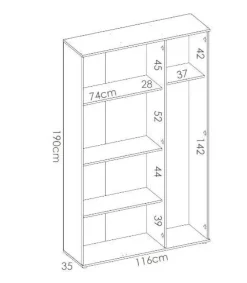 Armario multiusos Luna en acabado blanco 3 puertas 116 cm(ancho) 190 cm(altura) 35 cm(fondo)