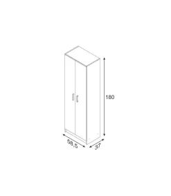 Armario multiusos Milan en acabado blanco de 2 puertas y 3 estantes 58.5 cm(ancho) 180 cm(altura) 37 cm(fondo)