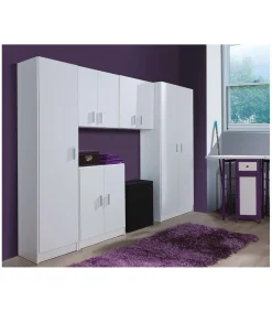 Armario multiusos Milan en acabado blanco de 2 puertas y 3 estantes 58.5 cm(ancho) 180 cm(altura) 37 cm(fondo)