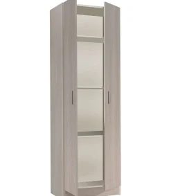 Armario multiusos Milan en acabado roble de 2 puertas y 3 estantes 58.5 cm(ancho) 180 cm(altura) 37 cm(fondo)