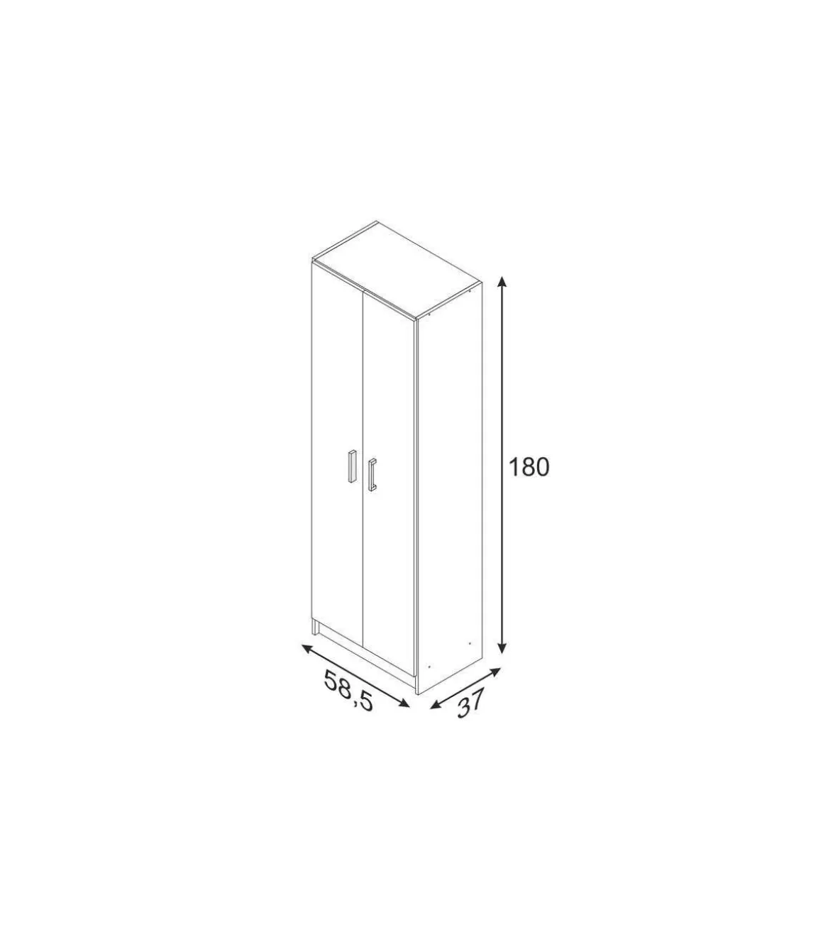 Armario multiusos Milan en acabado roble de 2 puertas y 3 estantes 58.5 cm(ancho) 180 cm(altura) 37 cm(fondo)