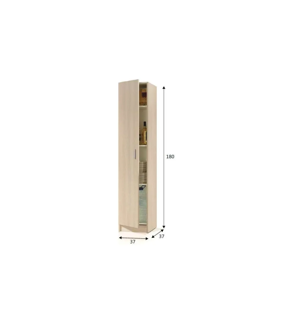 Armario multiusos Milan en roble, 37.2 cm(ancho) 180 cm(altura) 37 cm(fondo)