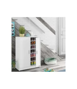 Armario multiusos 2 puertas Lassie en blanco, 75cm(ancho) 101cm(altura) 36cm(fondo)